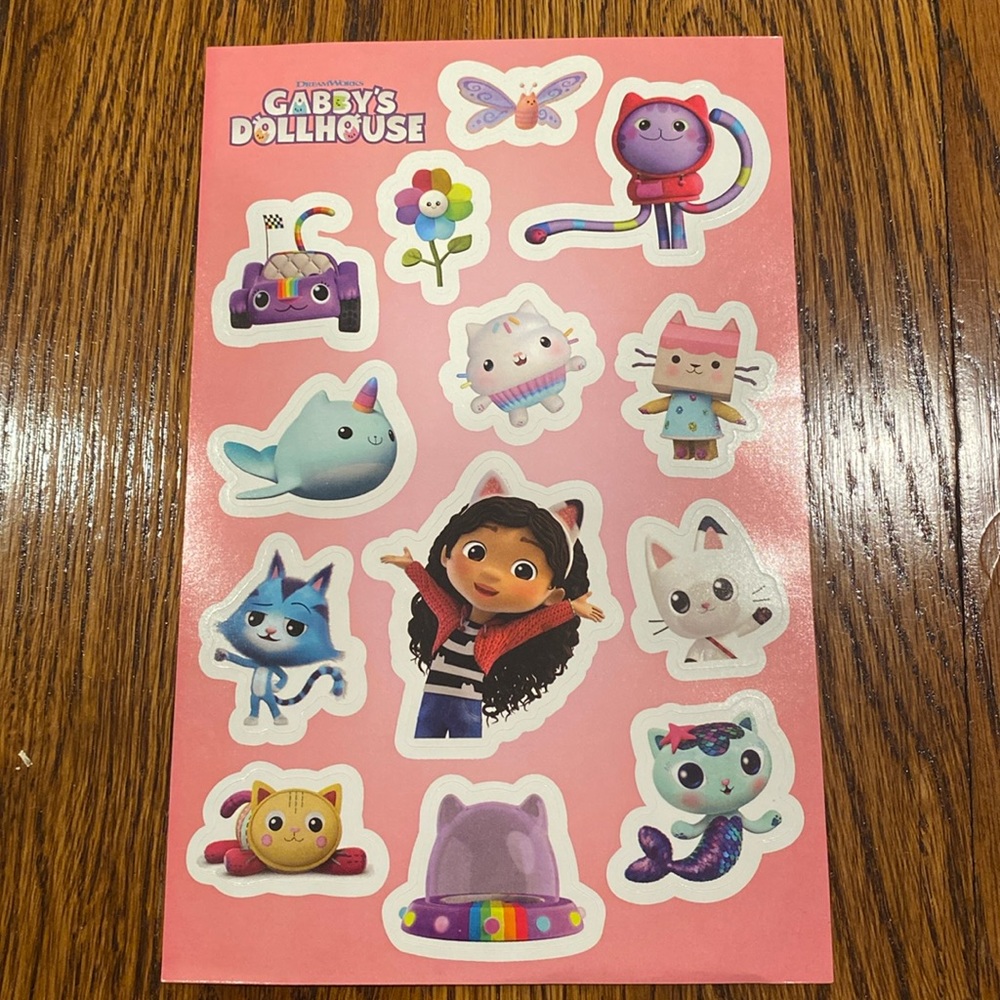 Gabby’s Dollhouse sticker sheet - 13 stickers total